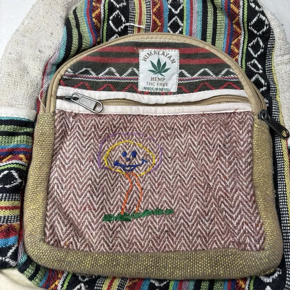 Himalayan Hemp THC Free Multi Color Handmade Backpack Rising International